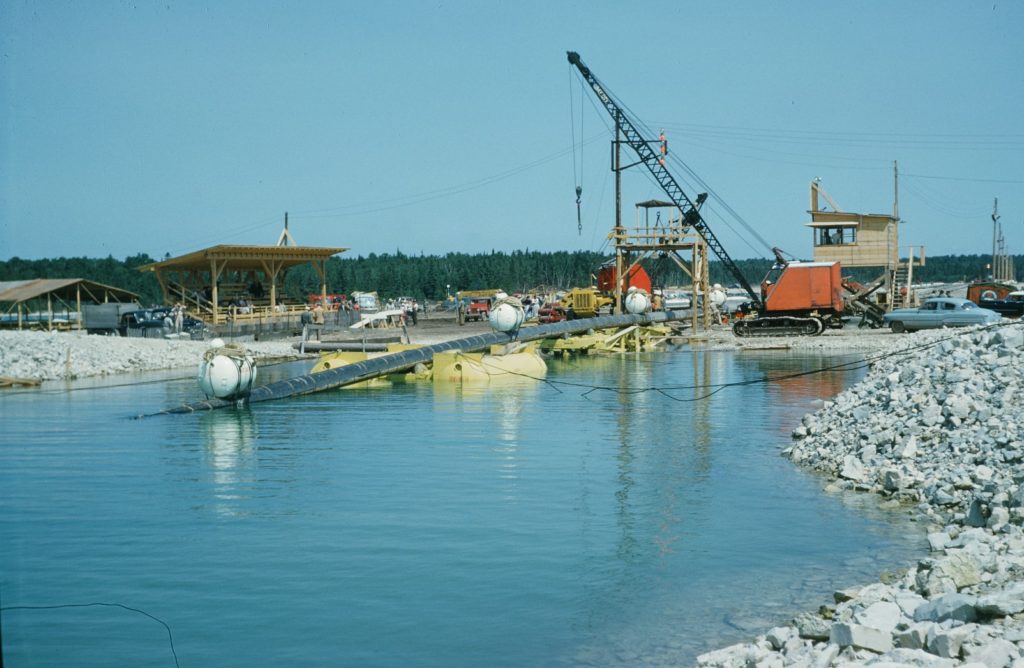 Photo: Bruce Trudgen Pipelaying Operation as the Pipe was Pulled across the Straits from St. Ignace