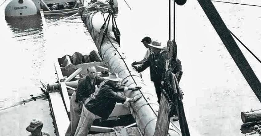 Enbridge's Line 5 pipeline during construction and installation, 1953.